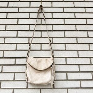 The Sak Silverlake Embossed Leather Crossbody Bag Stone Cream Floral Rivet Boho